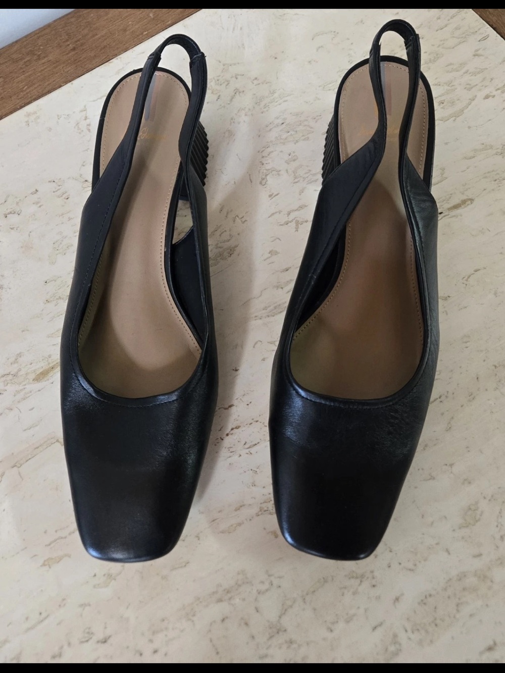 Sam Edelman Black Leather Slingback Block Heel Pumps - Picture 2 of 8